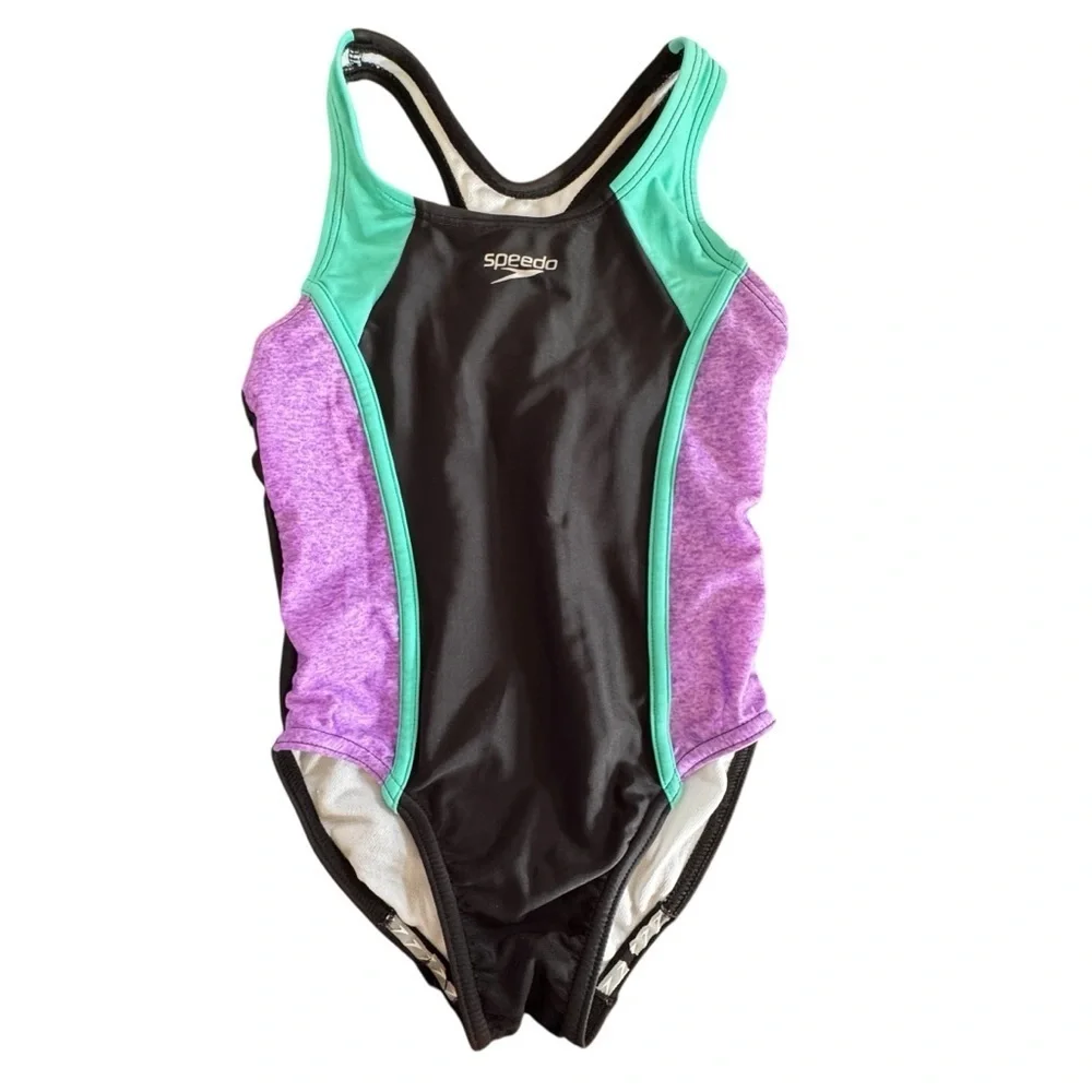 Girl’s Speedo One Piece Bathing Suit Size XS Racerback UPF 50+  Swim